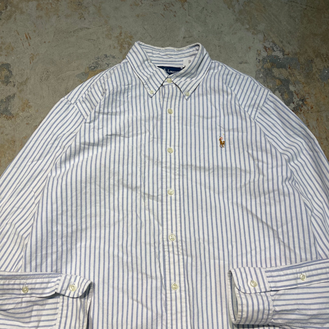 #4388 古着 Ralph Lauren/ラルフローレン/Long Sleeve Button Down Shirt/長袖ボタンダウンシャツ/Stripe/ストライプ/CUSTOM FIT/サイズL