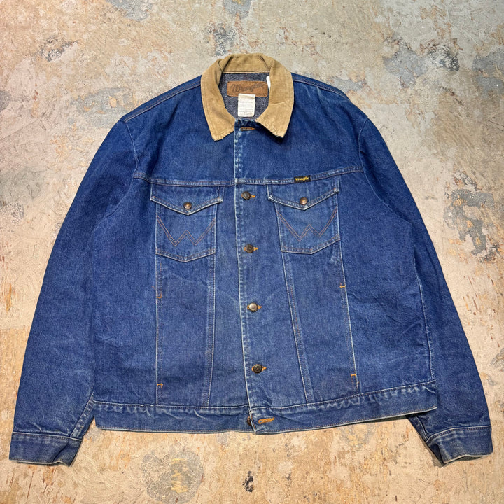 古着 Wrangler/ ラングラー/ デニムジャケット/ Gジャン/襟コーデュロイ/裏地ブランケット/サイズXL相当
