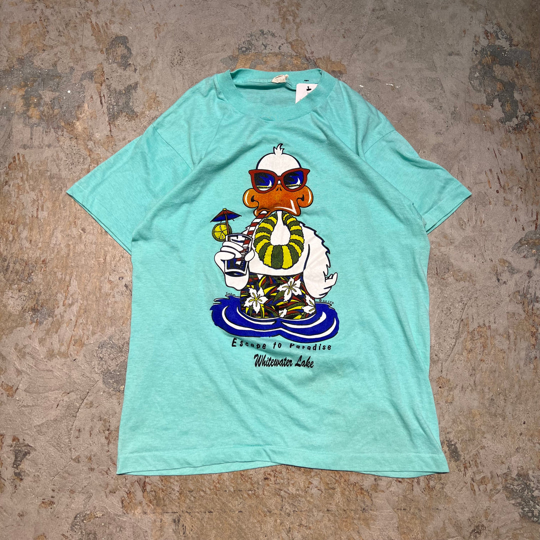 古着 USA製 80's スクーリーンズスターズ/アヒル/パラダイス ホワイトウォーター湖への脱出/プリントTシャツ/サイズM