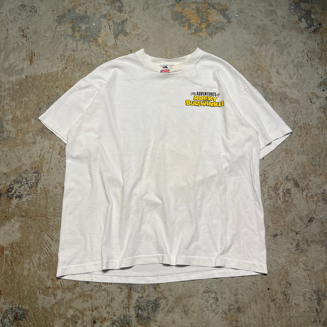 古着 USA製 90's フルーツオブザルーム/ロッキー&ブルウィンクル/アニメ/ヴィンテージ シングルステッチ Tシャツ/サイズXL
