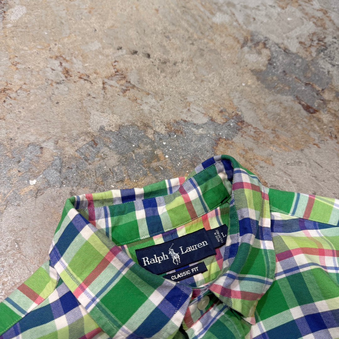 古着 Ralph Lauren/ ラルフ ローレン/ ボタンダウン半袖シャツ/ チェック柄/ サイズL
