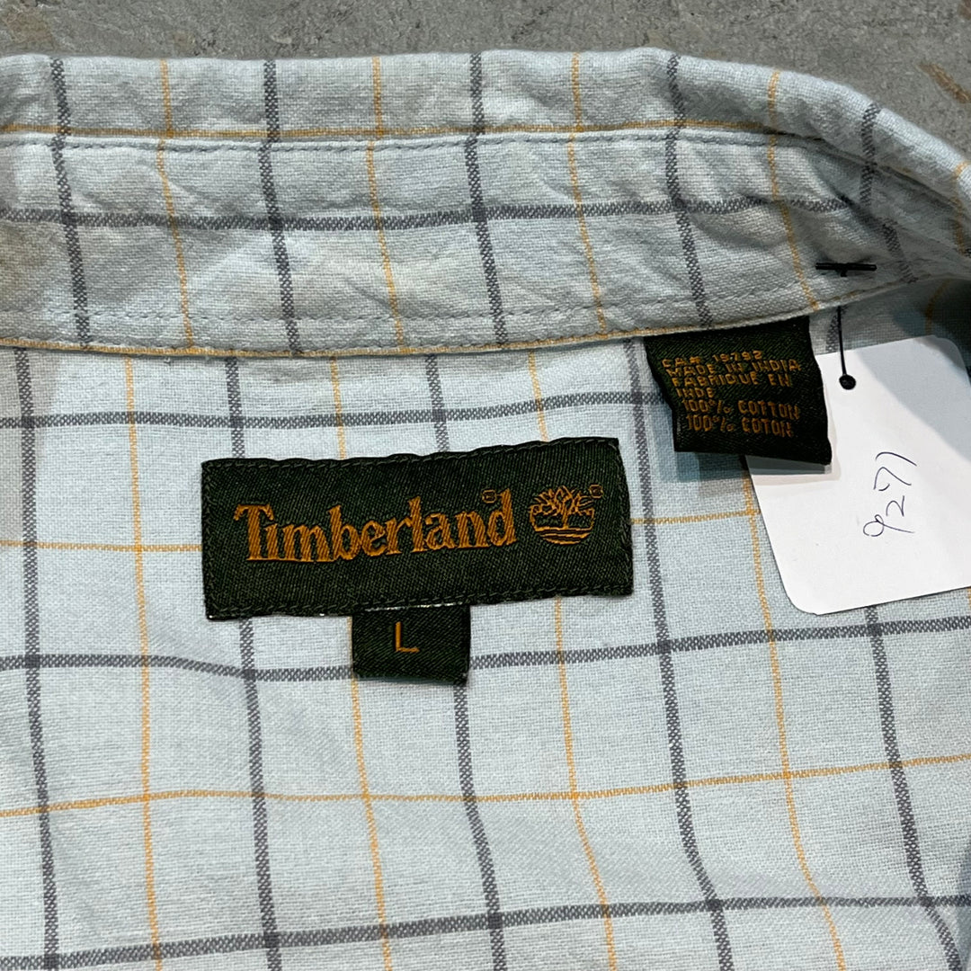 古着 timberland/ ティンバーランド/  ボタンダウン半袖シャツ/ チェック柄/ サイズL