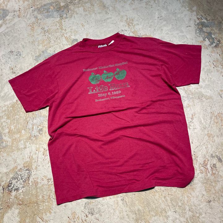 #4477 古着 89's Hanes/ヘインズ/short sleeve print t-shirt Tee/半袖プリントTシャツ/MADE IN USA/シングルステッチ/サイズXL相当