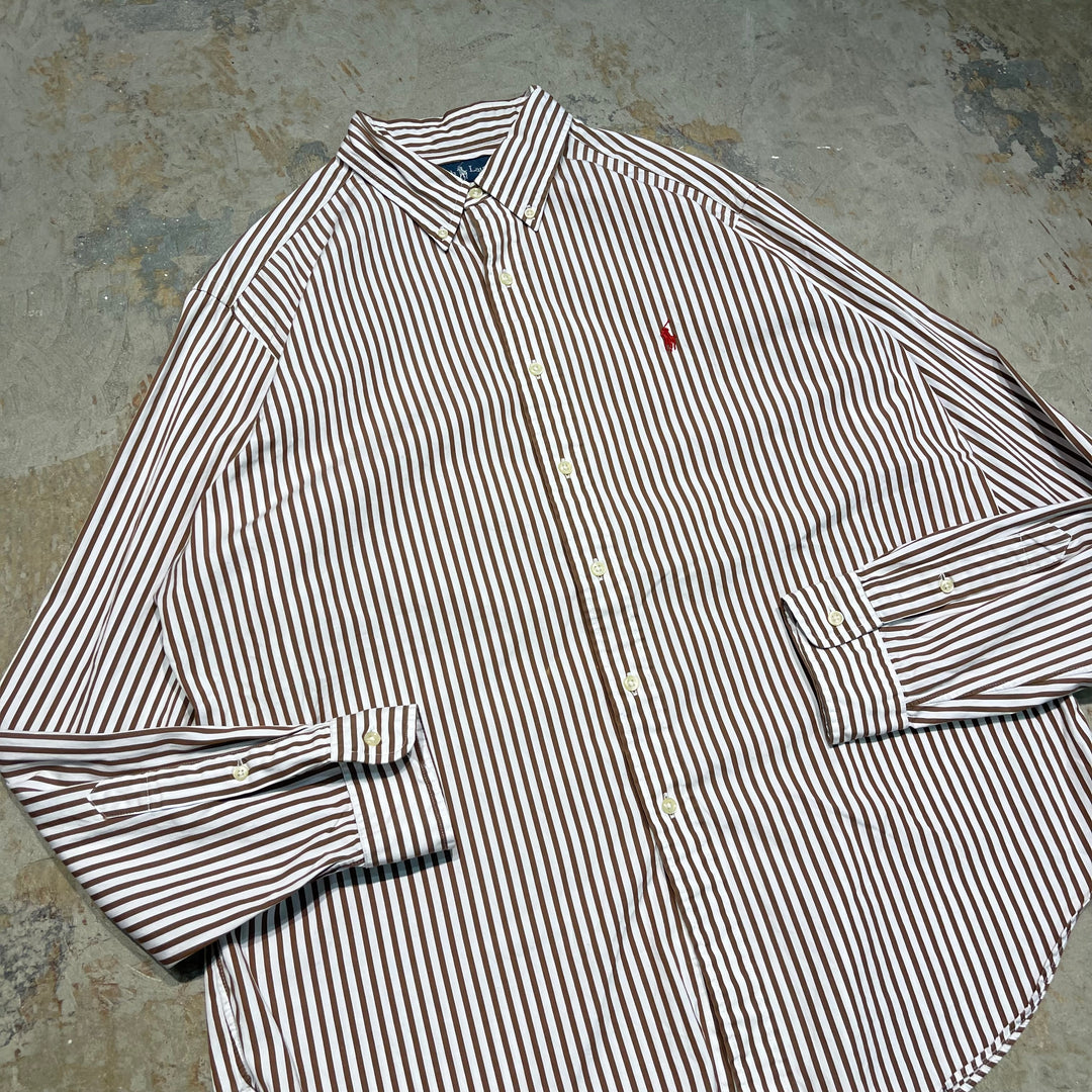 #4326 Ralph Lauren/ラルフローレン L/S B.D Shirts/ボタンダウンシャツ/CLASSIC FIT/ストライプ/サイズXL