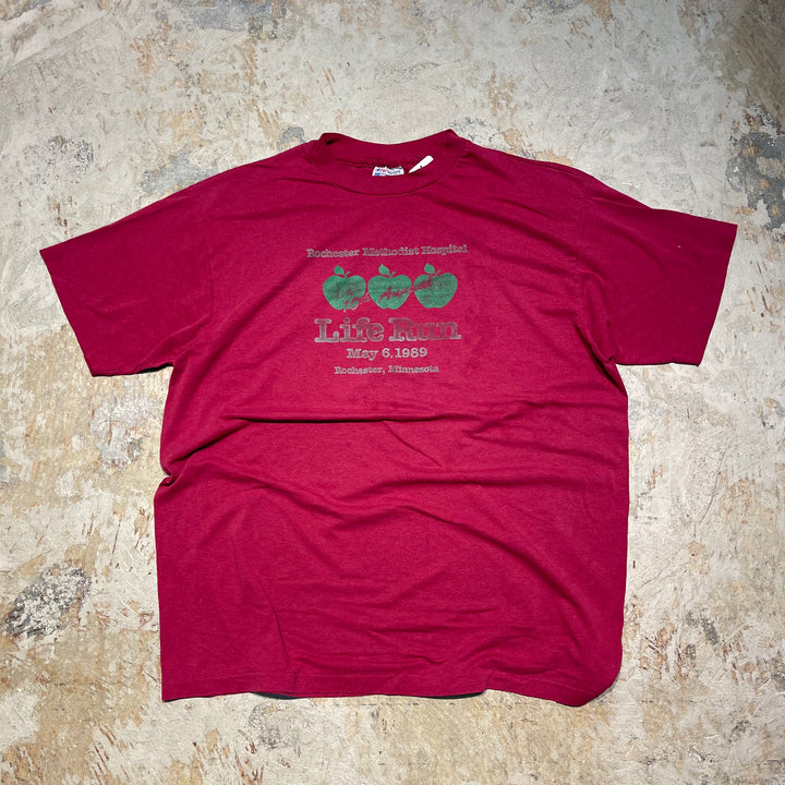 #4477 古着 89's Hanes/ヘインズ/short sleeve print t-shirt Tee/半袖プリントTシャツ/MADE IN USA/シングルステッチ/サイズXL相当