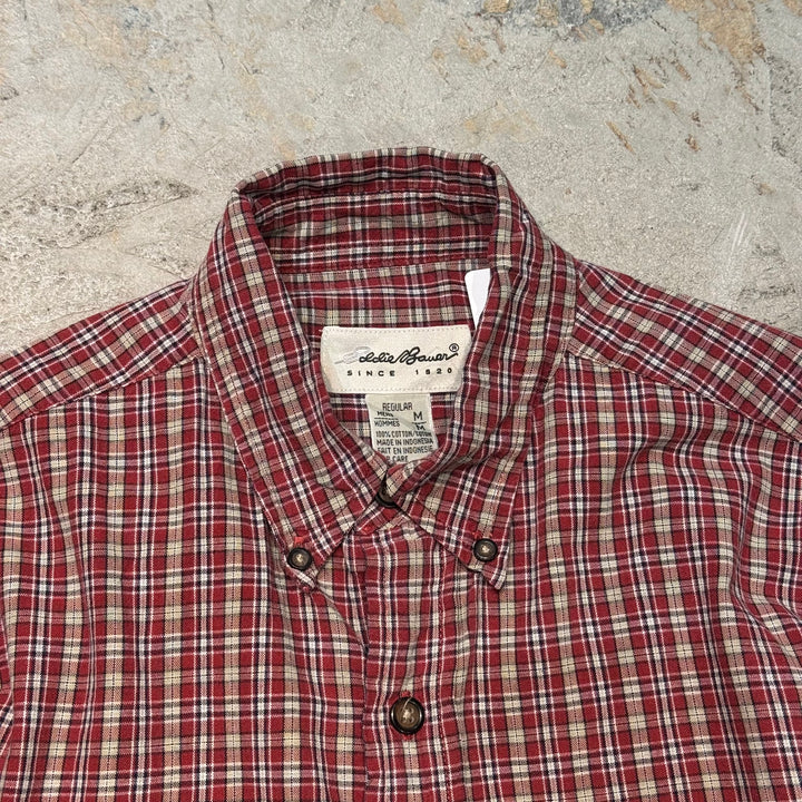 古着 EDDIE BAUER/ エディバウアー/ チェック柄/ ボタンダウン半袖シャツ/サイズM