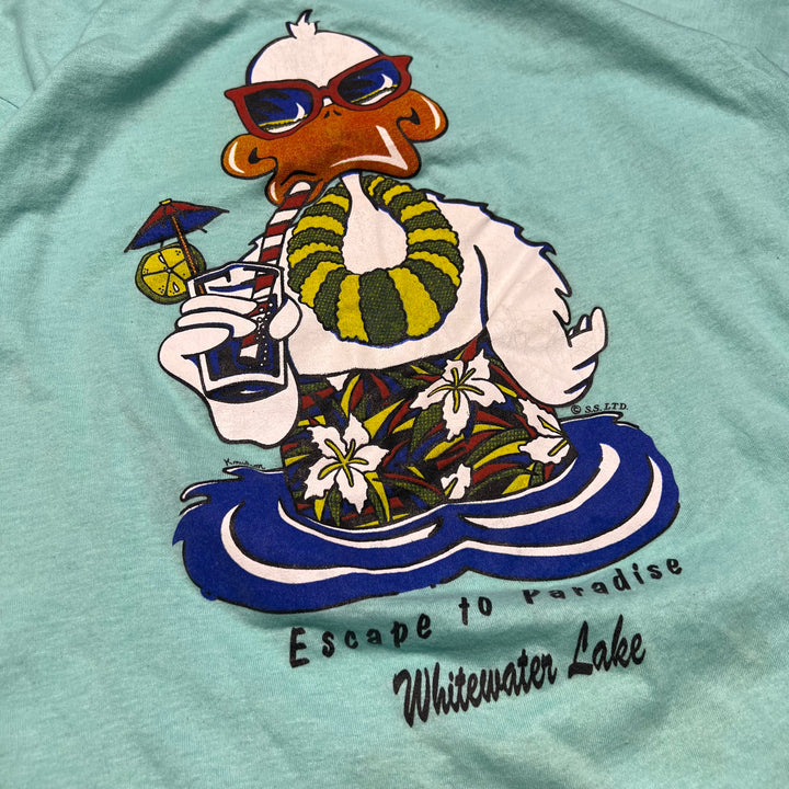 古着 USA製 80's スクーリーンズスターズ/アヒル/パラダイス ホワイトウォーター湖への脱出/プリントTシャツ/サイズM