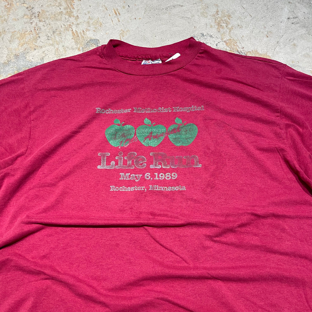 #4477 古着 89's Hanes/ヘインズ/short sleeve print t-shirt Tee/半袖プリントTシャツ/MADE IN USA/シングルステッチ/サイズXL相当