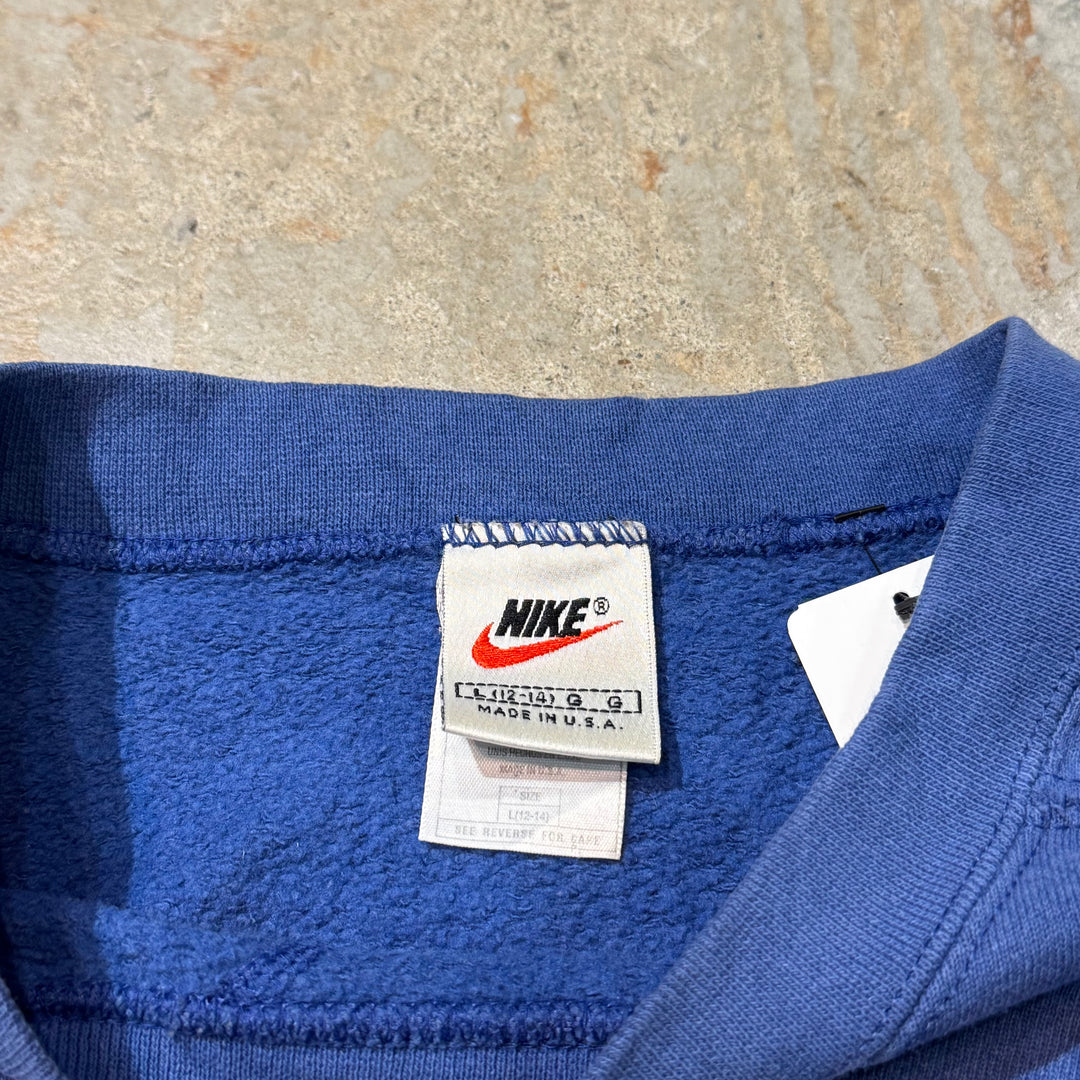 古着 USA製 90's~NIKE/ ナイキ/ ワンポイントロゴ/ クルーネックスウェット/ 白タグ /サイズL