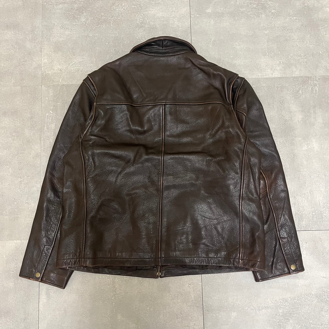 #1663 古着 Unknow / Zip Up Leather Jacket/ジップアップレザージャケット / サイズXL