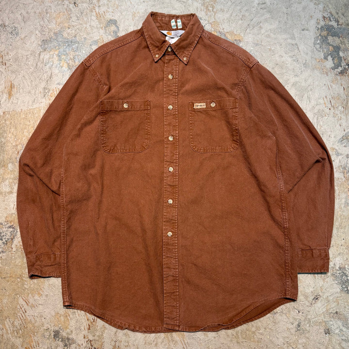 古着 carhartt/カーハート/ ボタンダウン長袖袖シャツ/ 無地/ サイズXXL相当