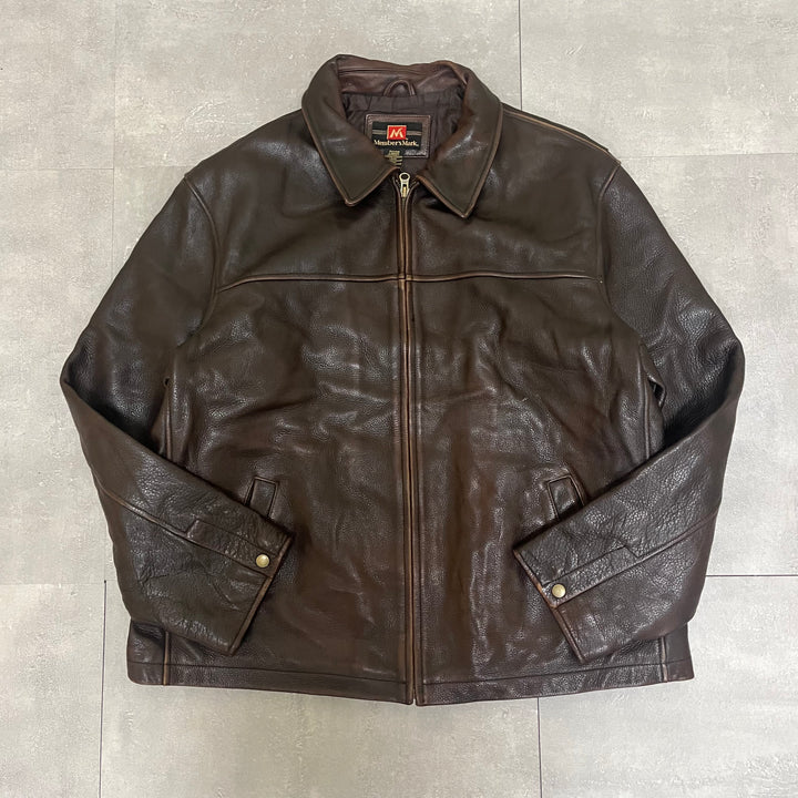 #1663 古着 Unknow / Zip Up Leather Jacket/ジップアップレザージャケット / サイズXL