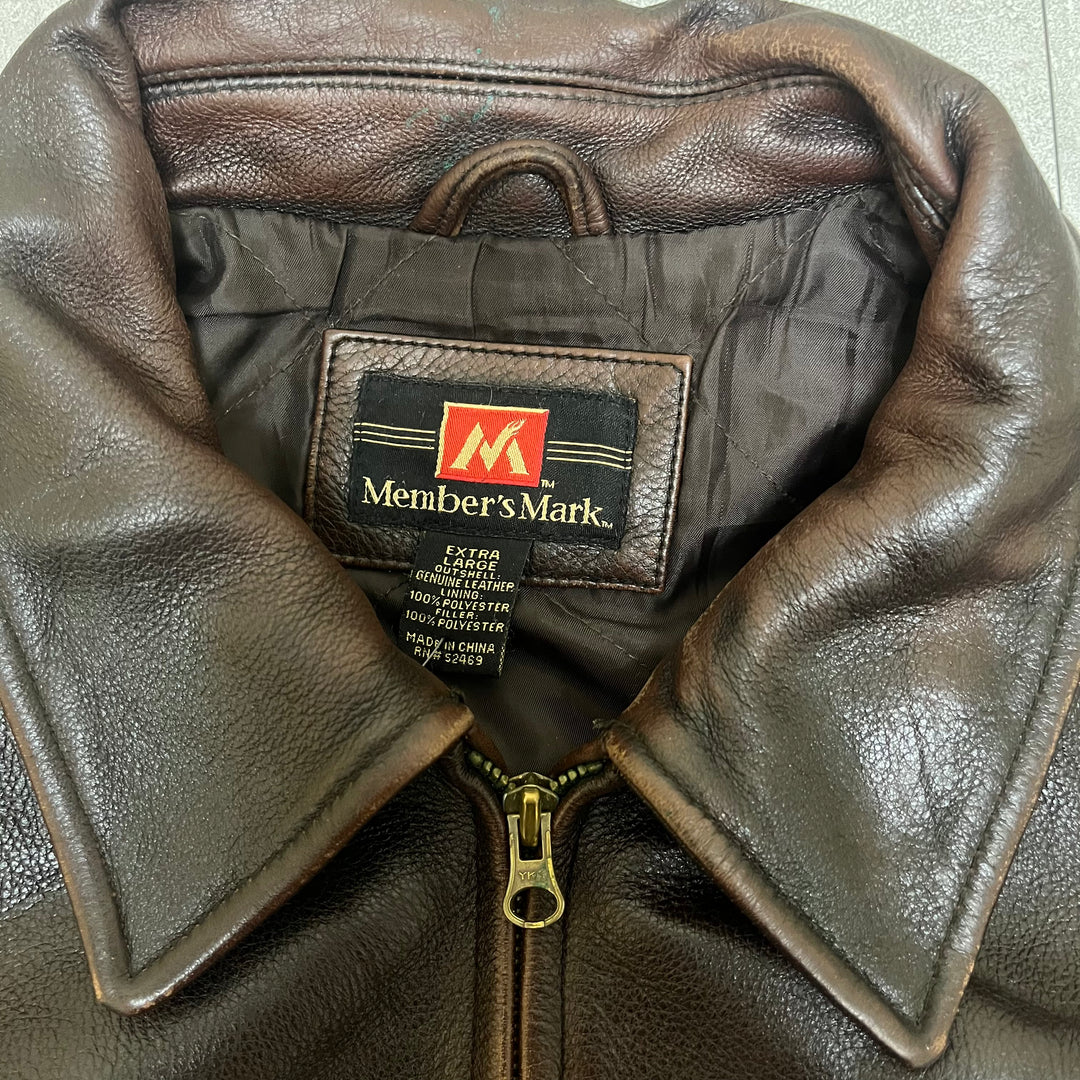 #1663 古着 Unknow / Zip Up Leather Jacket/ジップアップレザージャケット / サイズXL