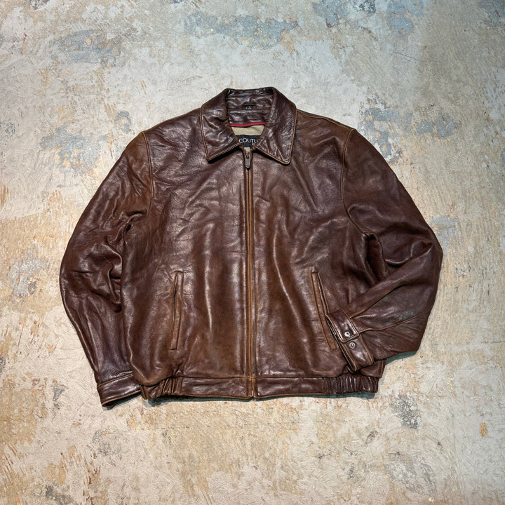 古着 USAVINTAGE/ Zip Up Leather Jacket/ジップアップレザージャケット/サイズM