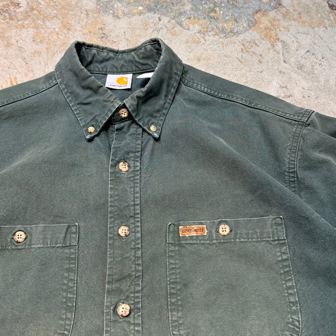 古着 carhartt/カーハート/ ボタンダウン半袖ワークシャツ/ 無地/ サイズXL相当