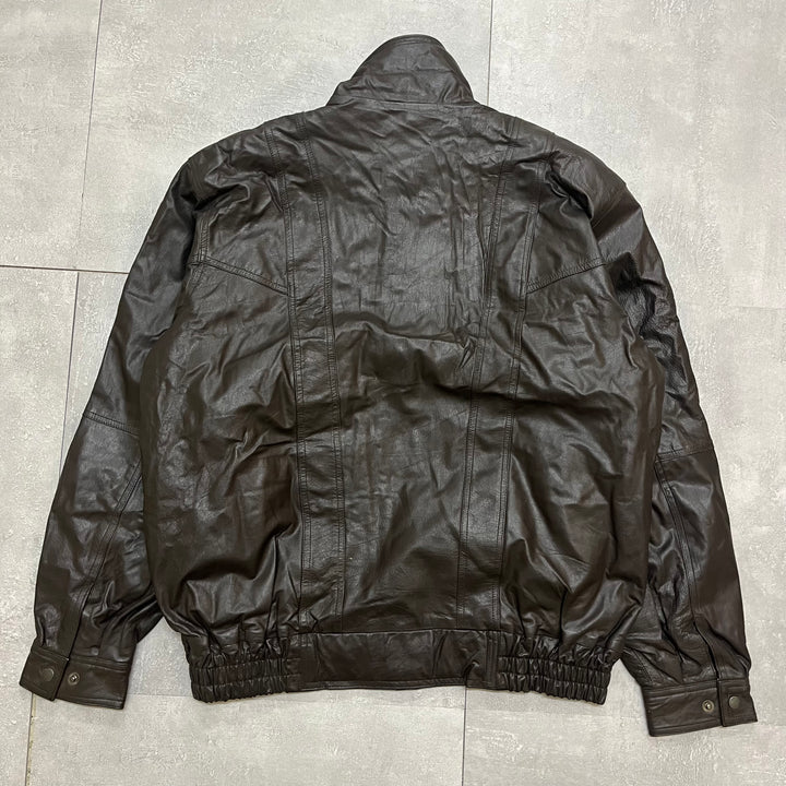 #1668 古着 Unknow / Zip Up Leather Jacket/ジップアップレザージャケット / サイズXL