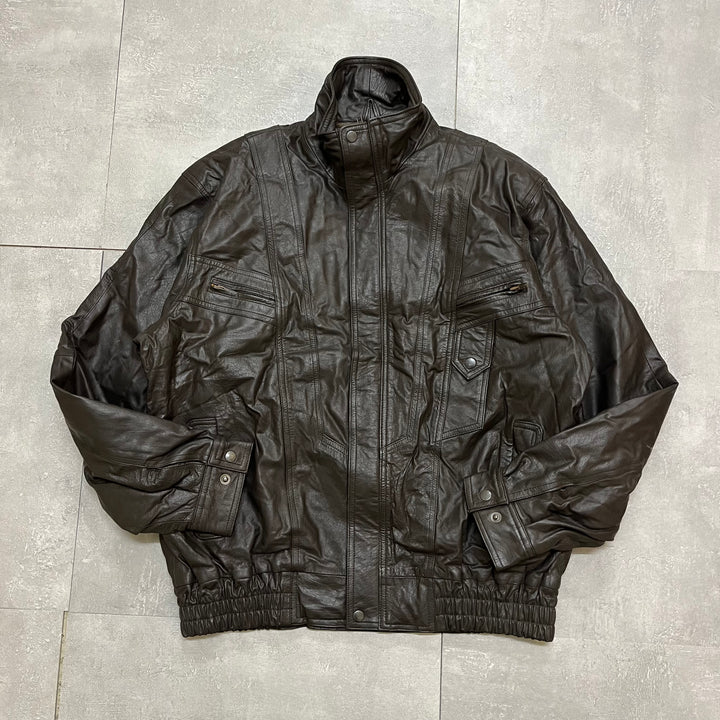 #1668 古着 Unknow / Zip Up Leather Jacket/ジップアップレザージャケット / サイズXL