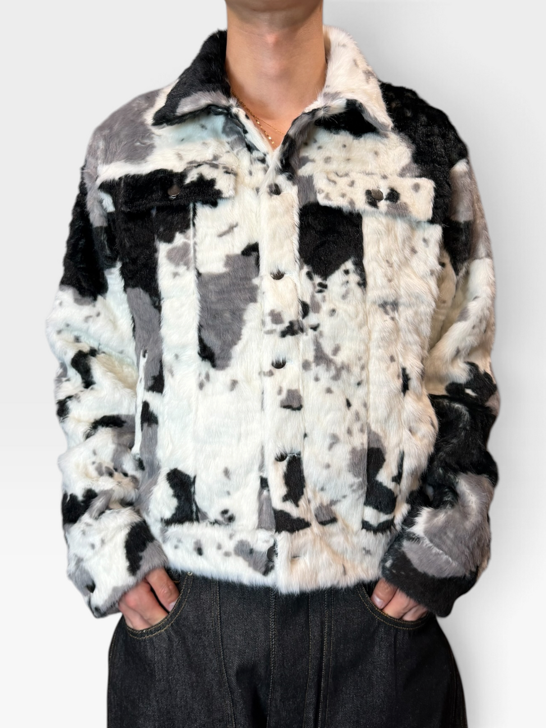 cow pattern Tracker far Jacket / 牛柄トラッカーファージャケット