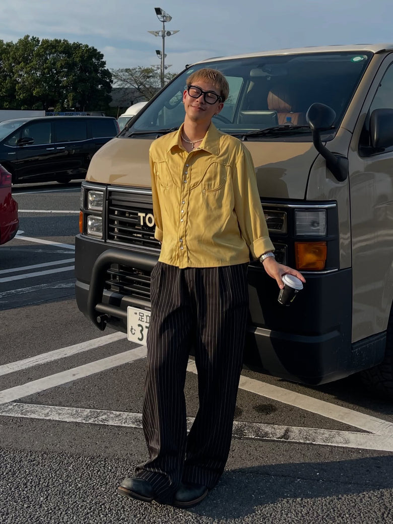 こうき ベイカータック ワイドストレート ストライプ スラックス