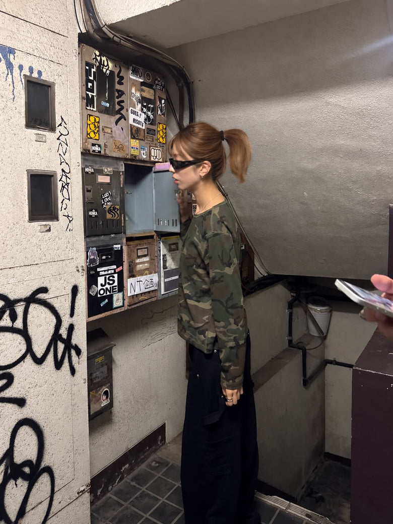 りな WOODLAND CAMO THERMAL L/S/ウッドランドカモ柄サーマル